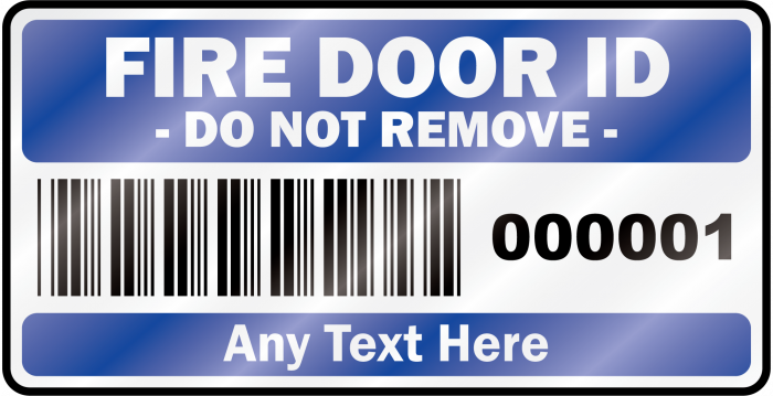 Fire Door ID Labels available for UK business owners and fire safety officers.