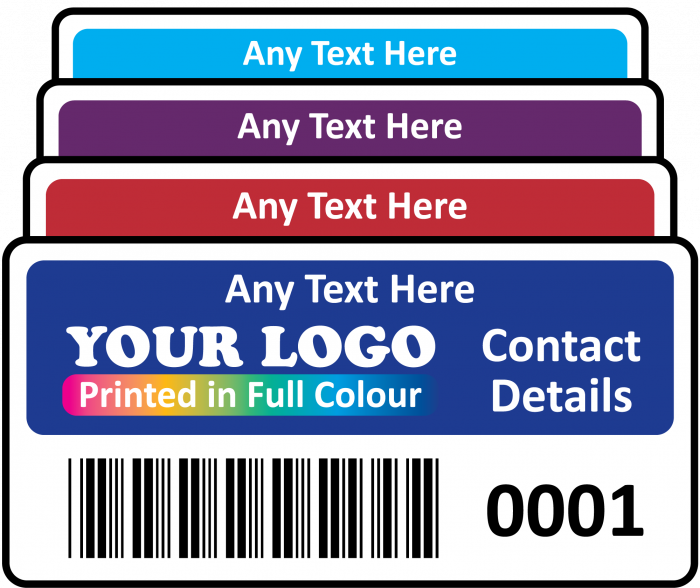 Regular school asset labels with barcode and sequential number