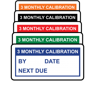 Basic 3 Monthly Calibration Record Labels - Variety of colours