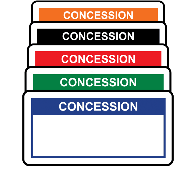 Basic Concession Labels - Variety of colours