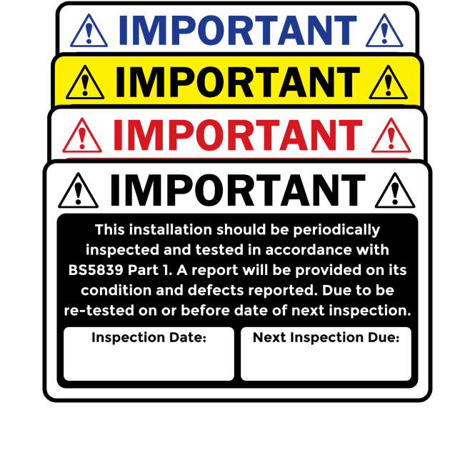 Budget Small Fire Alarm Inspection Labels. 79mm x 49mm - Choice of Colours