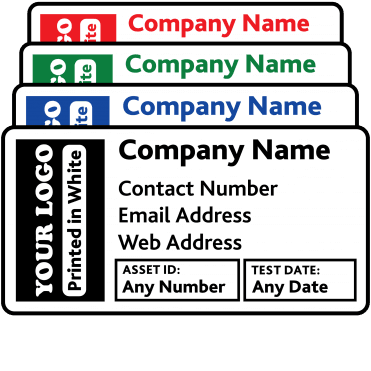 Budget Standard Size Asset ID Labels - Design 4. Variety of colours