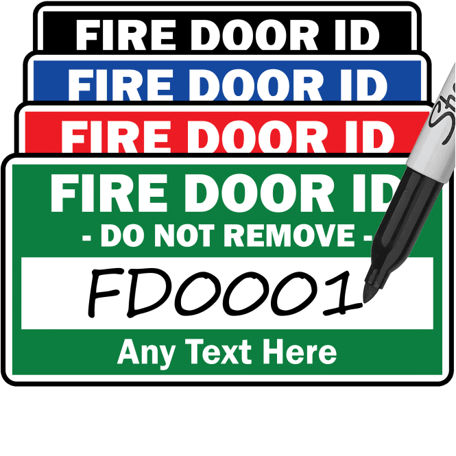 Budget 'Write On' Standard Size Fire Door ID Labels - Design 4. Choice of colours