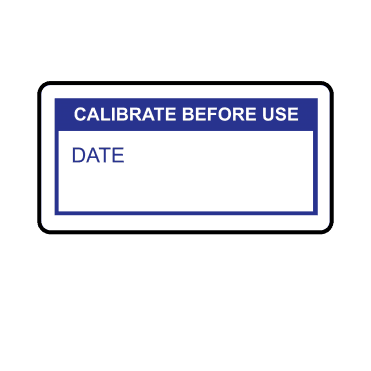 Calibrate Before Use Labels in Blue