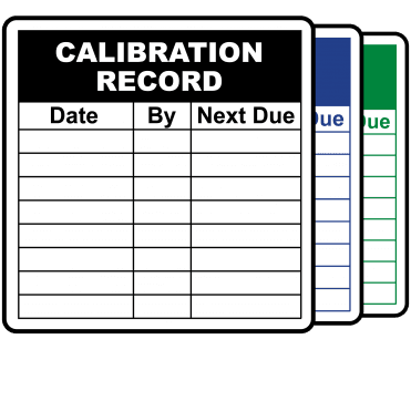 Calibration Record Labels - Design 2. Variety of colours