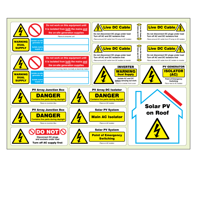 Complete Set of Premium UV Protected Solar Labels