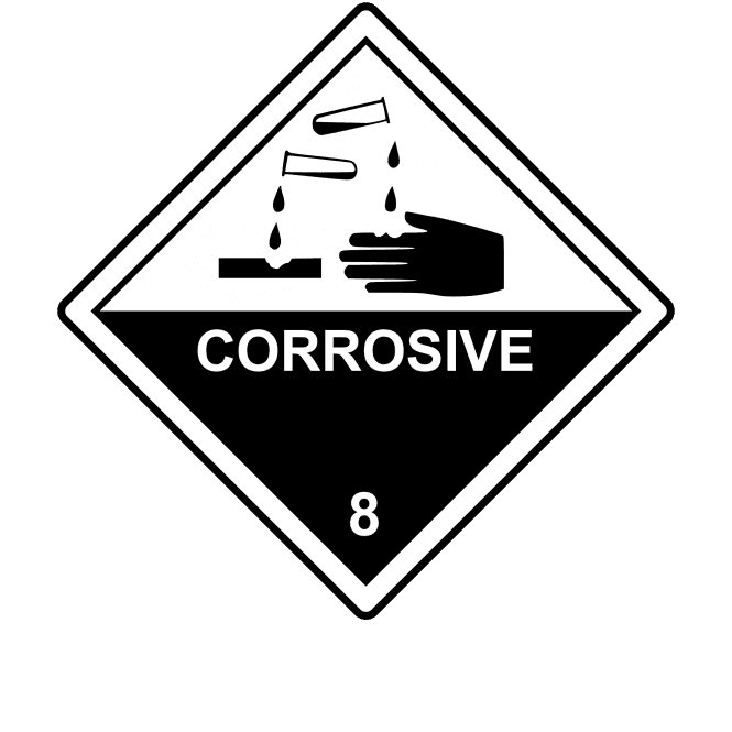 Corrosive 8 Labels - Hazard Warning Diamonds