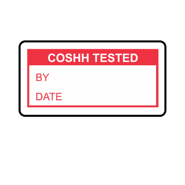 Coshh Tested Labels in Red