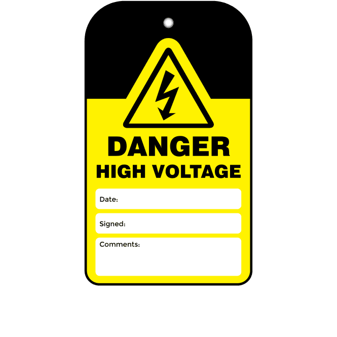 Danger High Voltage Tag - Tear Resistant & Waterproof