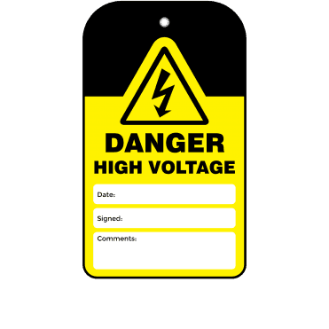 Danger High Voltage Tag - Tear Resistant & Waterproof
