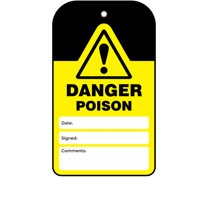 Danger Poison Tag - Tear Resistant & Waterproof