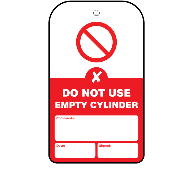Do Not Use Empty Cylinder Tag - Tear Resistant & Waterproof