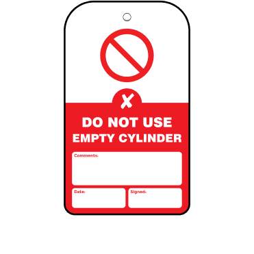 Do Not Use Empty Cylinder Tag - Tear Resistant & Waterproof