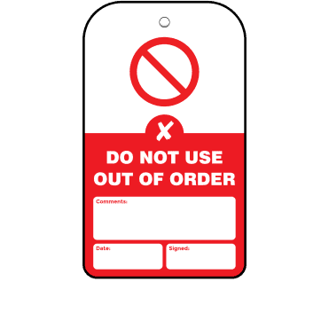 Do Not Use Out Of Order Tag - Tear Resistant & Waterproof