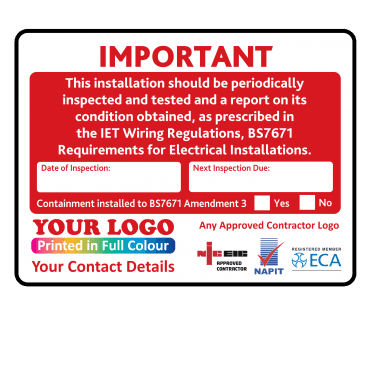 Personalised Electrical Inspection Labels