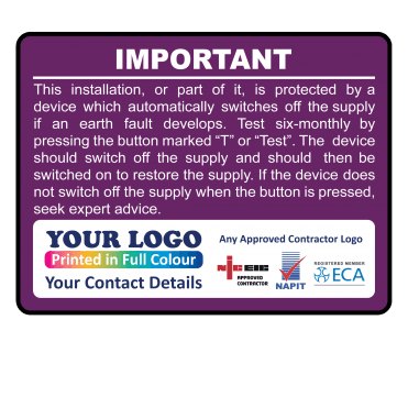 Colour: Purple RCD Test Labels