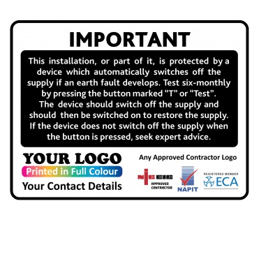 Strong Adhesive Colour: Black RCD Test Labels