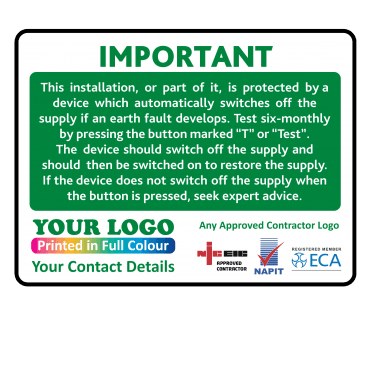 Colour: Green RCD Test Labels