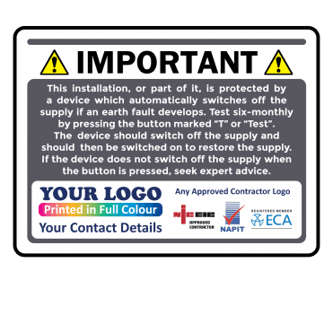 100mm x 75mm Colour: Grey RCD Test Labels
