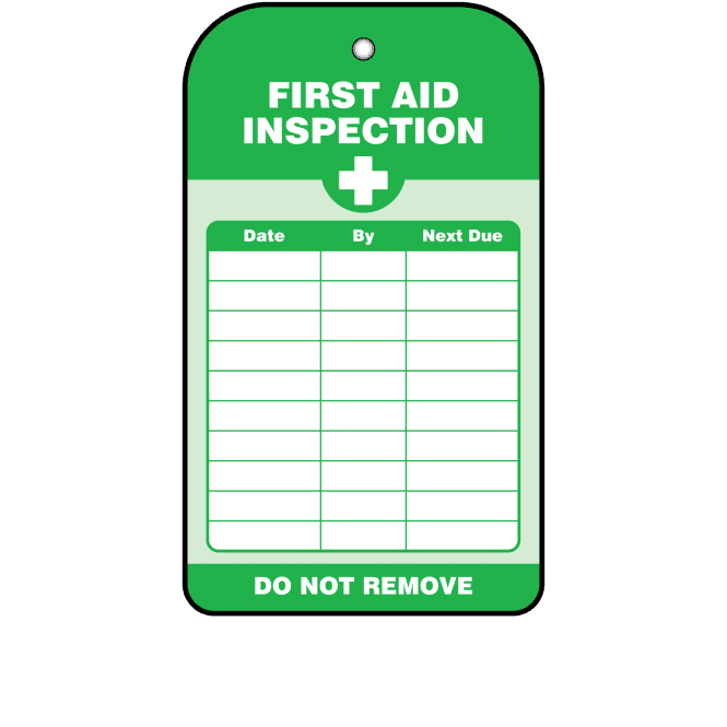 First Aid Inspection Tag - Tear Resistant & Waterproof