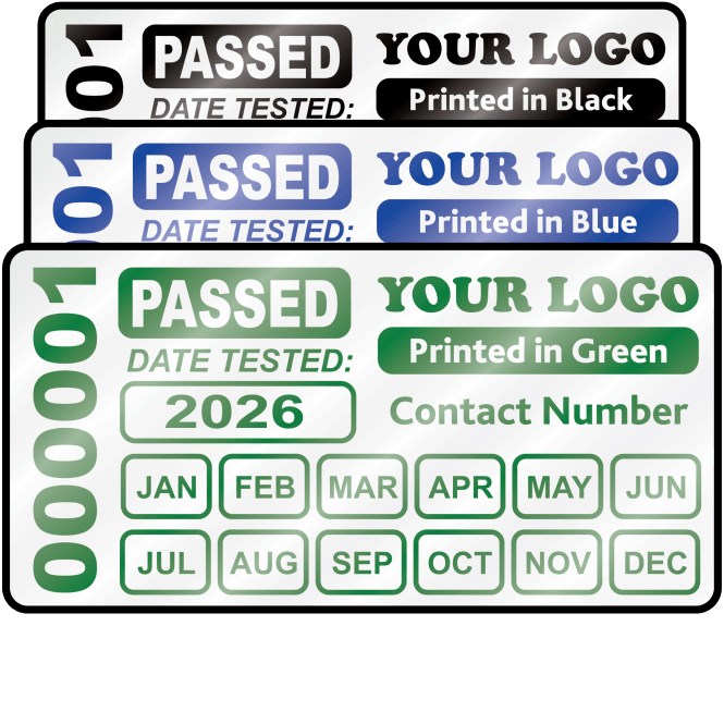 Heavy Duty Custom Passed Labels - Design 3. Choice of colours