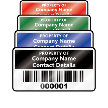 Heavy Duty Small Size Asset ID Labels - Design 2. Variety of Colours