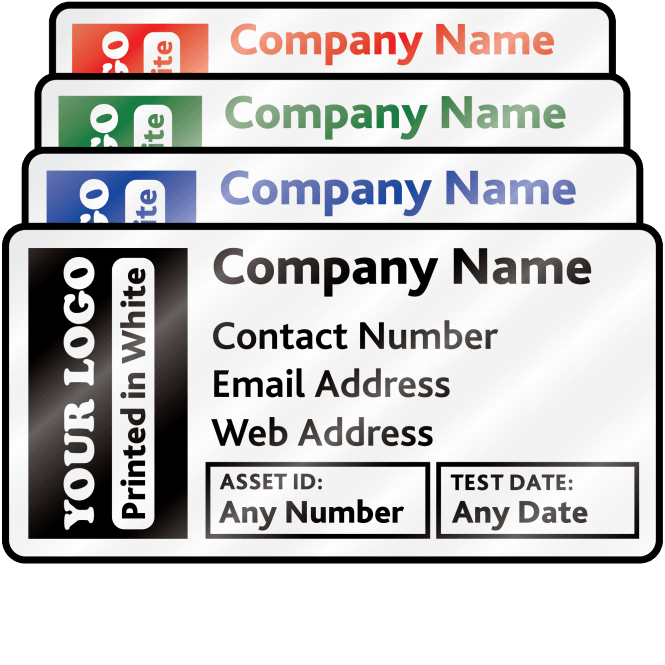 Heavy Duty Standard Size Asset ID Labels - Design 4. Choice of Colours