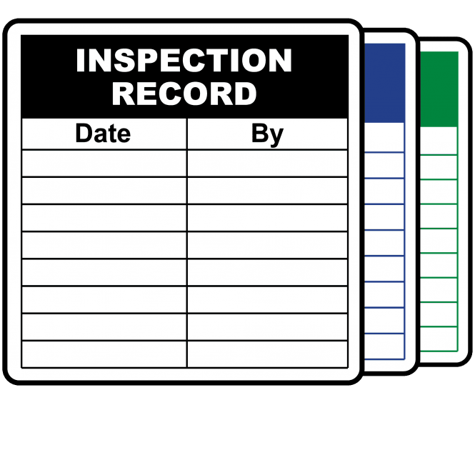 Inspection Record Labels - Design 1. Choice of colours