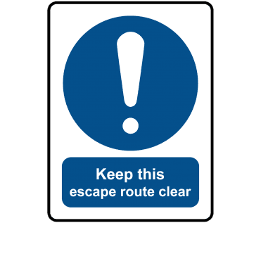 Keep This Escape Route Clear - Mandatory Labels