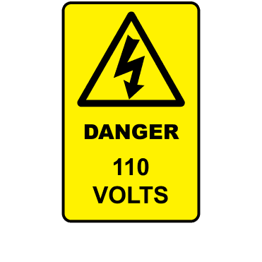 Large Danger 110 Volts - Voltage Labels