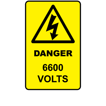 Large Danger 6600 Volts - Voltage Labels