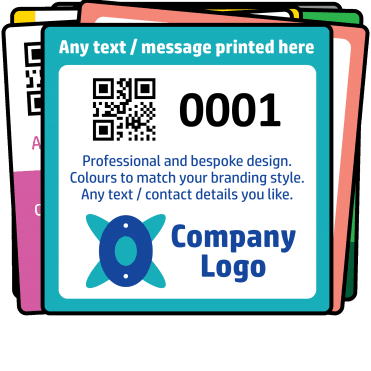 Large Size Premium QR Code Labels. Bespoke Design. 100mm x 100mm