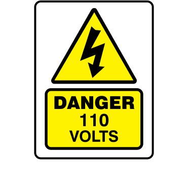 Large Super Stick Danger 110 Volts - Electrical Warning Labels