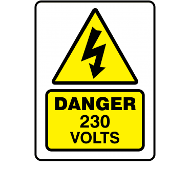 Large Super Stick Danger 230 Volts - Electrical Warning Labels