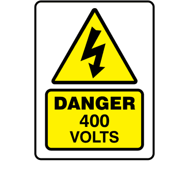 Large Super Stick Danger 400 Volts - Electrical Warning Labels