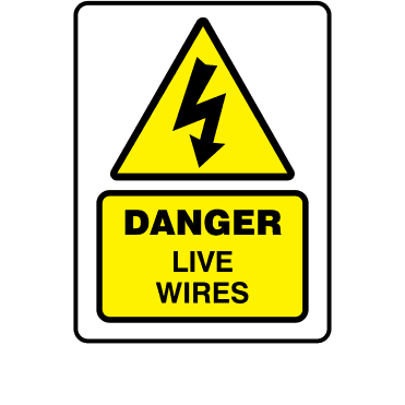 Large Super Stick Danger Live Wires - Electrical Warning Labels