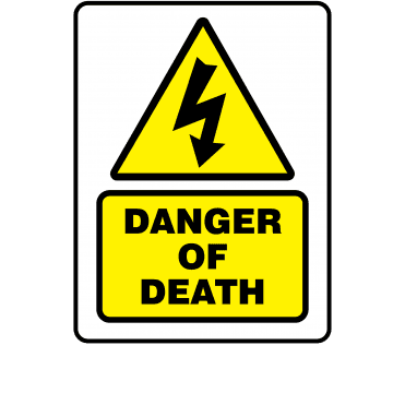 Large Super Stick Danger of Death - Electrical Warning Labels