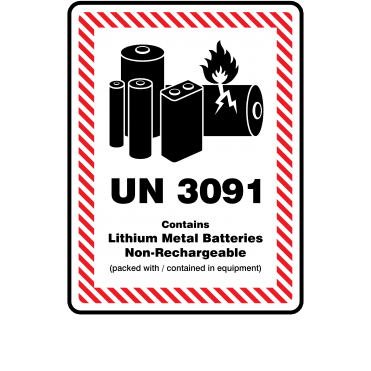 Medium UN 3091 Lithium Metal Battery Labels