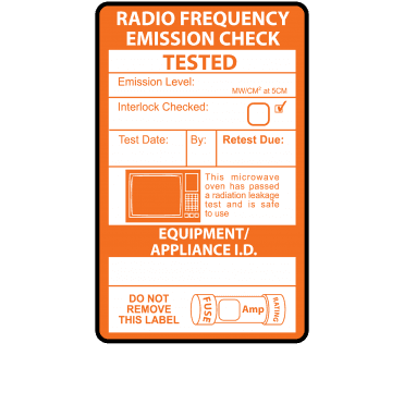 Microwave Emission Test Labels for Portable Appliance Testing