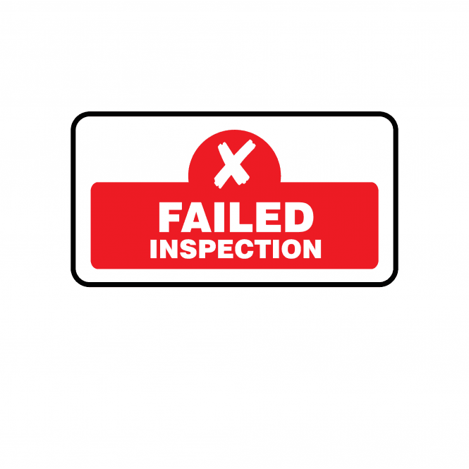 Midi Quality Assurance Failed Inspection Labels in Red. Full Colour Edition.