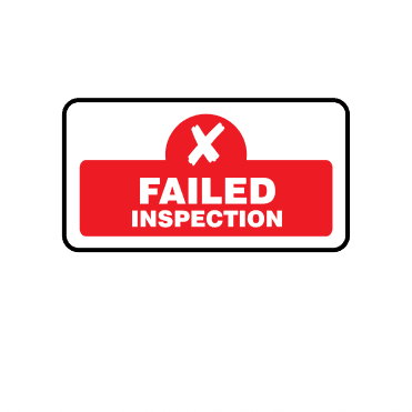 Midi Quality Assurance Failed Inspection Labels in Red. Full Colour Edition.