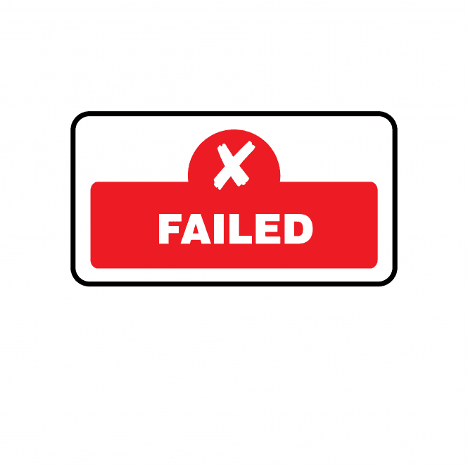 Midi Quality Assurance Failed Labels in Red. Full Colour Edition.