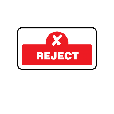 Midi Quality Assurance Reject Labels in Red. Full Colour Edition.