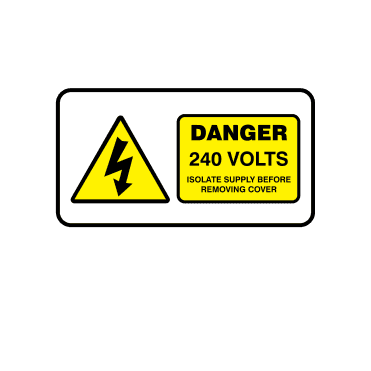 Midi Super Stick Danger 240 Volts Isolate Supply Before Removing Cover - Electrical Warning Labels