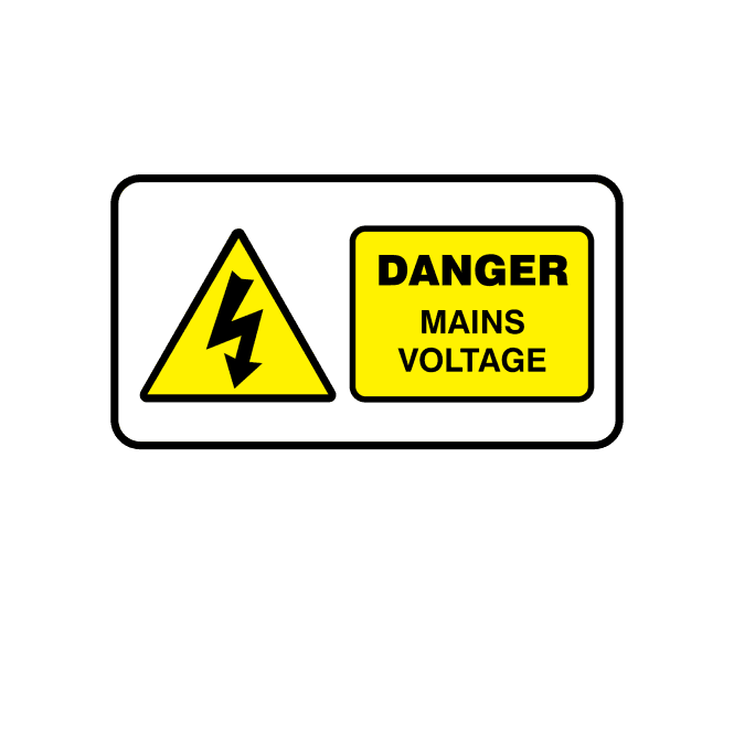 Midi Super Stick Danger Mains Voltage - Electrical Warning Labels