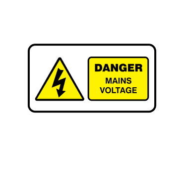 Midi Super Stick Danger Mains Voltage - Electrical Warning Labels