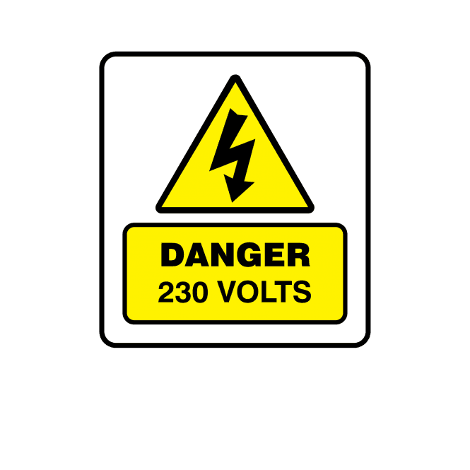 Mini Super Stick Danger 230 Volts - Electrical Warning Labels