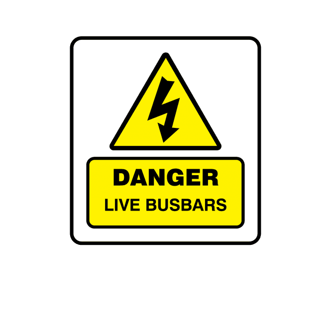 Mini Super Stick Danger Live Busbars - Electrical Warning Labels