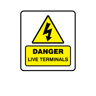 Mini Super Stick Danger Live Terminals - Electrical Warning Labels