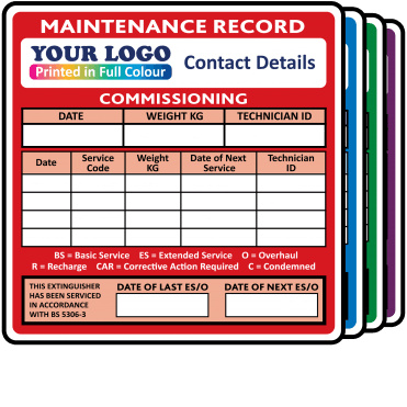 Personalised Extra Large Full Colour BS 5306 Fire Extinguisher Maintenance Labels - Design 2